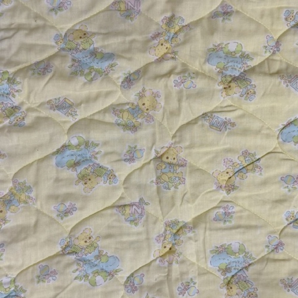 Vintage Butter yellow Baby toys baby blanket with satin binding - Picture 2 of 6